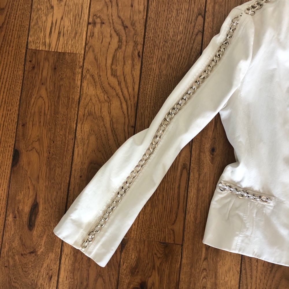 Authentic White Leather Jacket With Chains - image 4